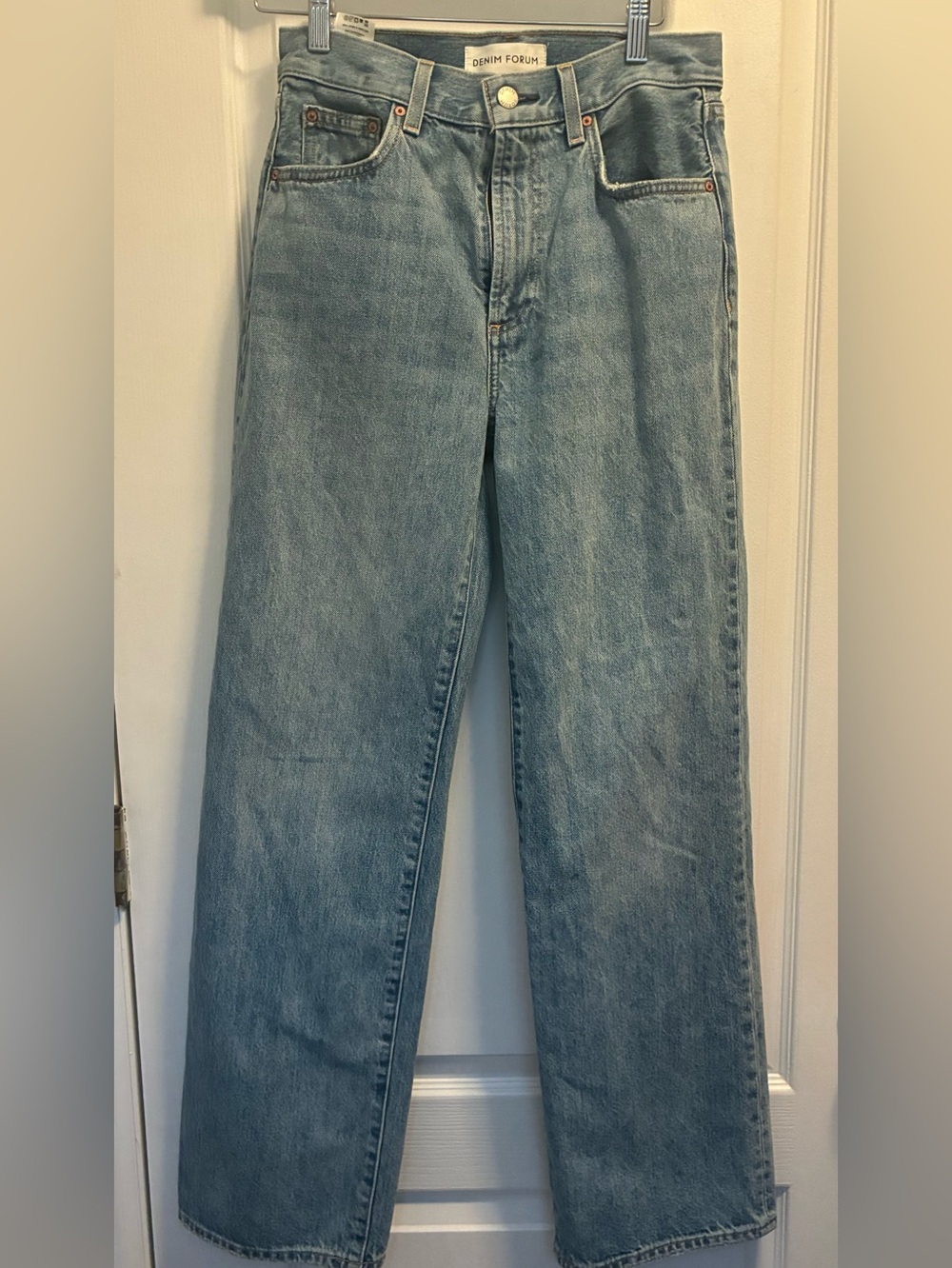 Denim Forum Farrah Hi-Rise Wide Leg Jeans Light Wash Aritzia 26